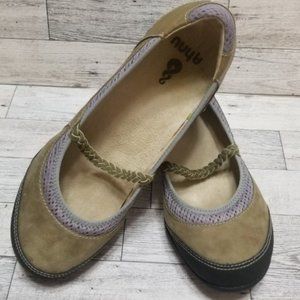 Ahnu Shoes Olivia Mary Jane Braided Strap Slip On Heel Brown Size 78.5